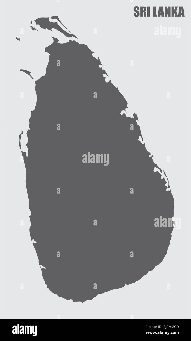 Silhouette de carte du Sri Lanka isolée sur fond gris Illustration de Vecteur