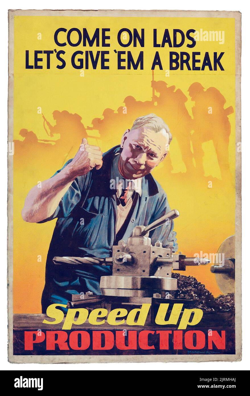 Œuvres d'art pour affiche, 'production de vitesse', vers 1942-1943, Wellington, par Marcus King. Don de M. C H Andrews, 1967. Banque D'Images