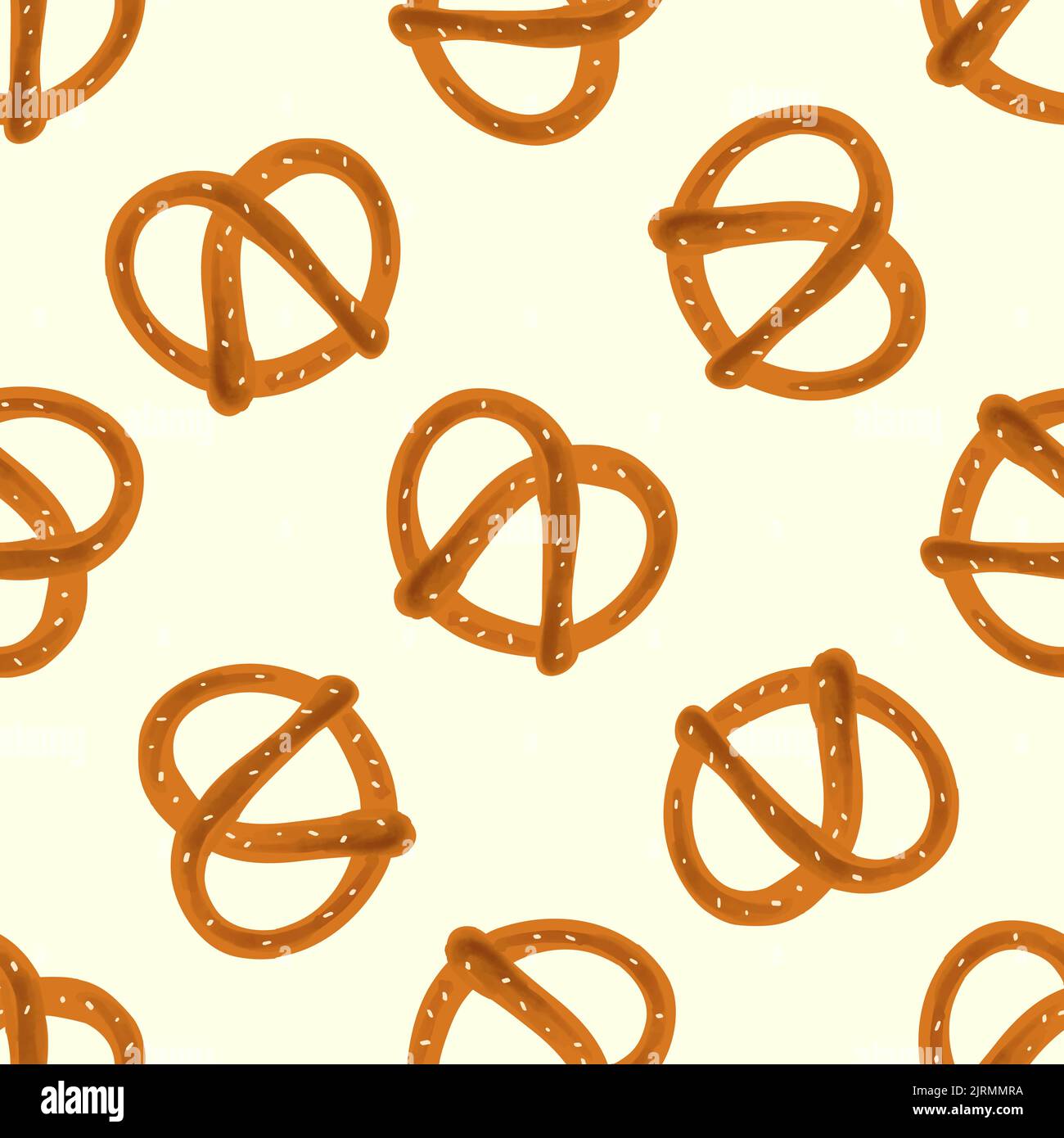 Motif sans couture avec bretzel traditionnel sur fond jaune Illustration de Vecteur
