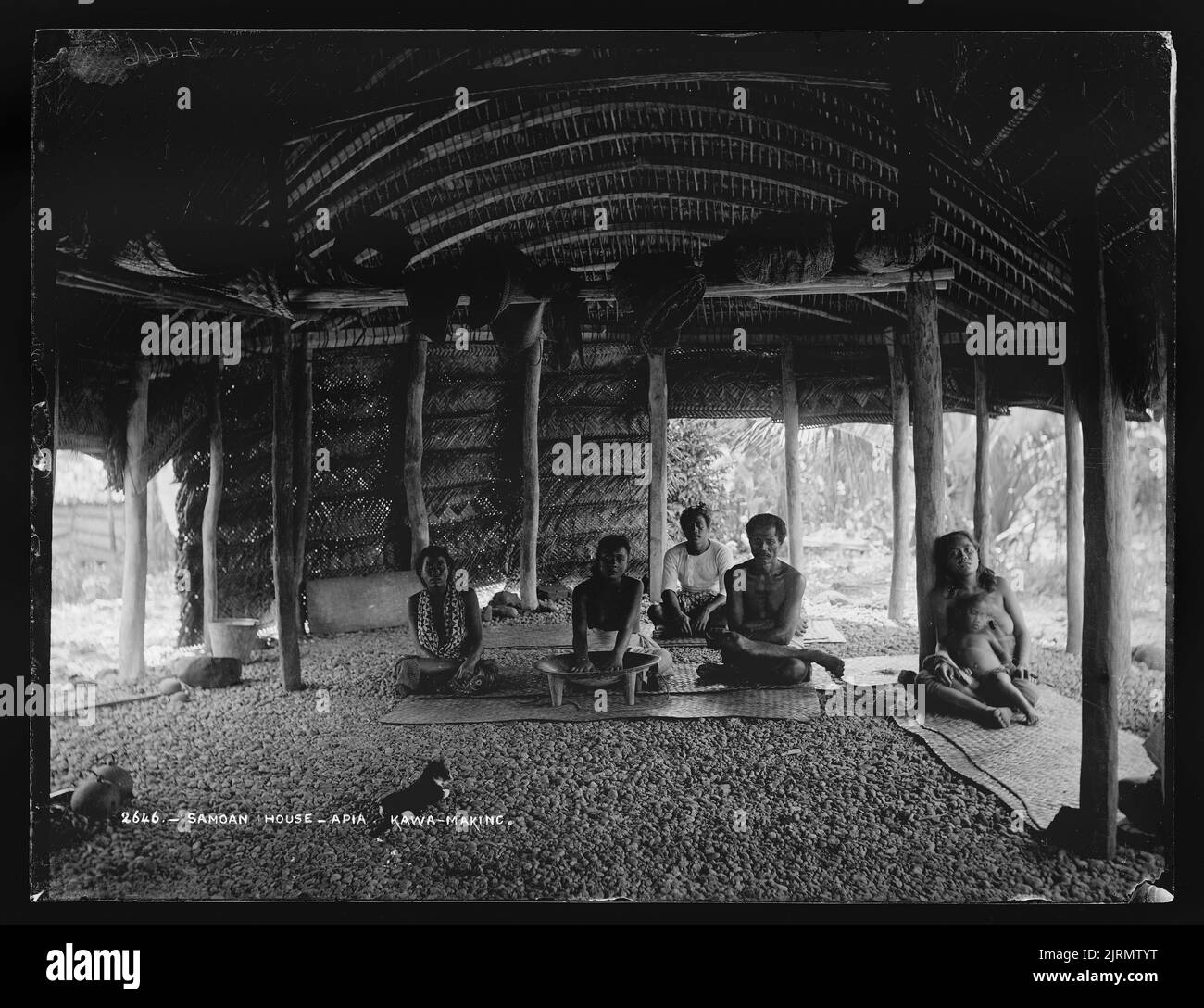 Samoan House, Apia, Kava-Making, 21 juillet 1884, Nouvelle-Zélande, Par Burton Brothers, Alfred Burton. Banque D'Images