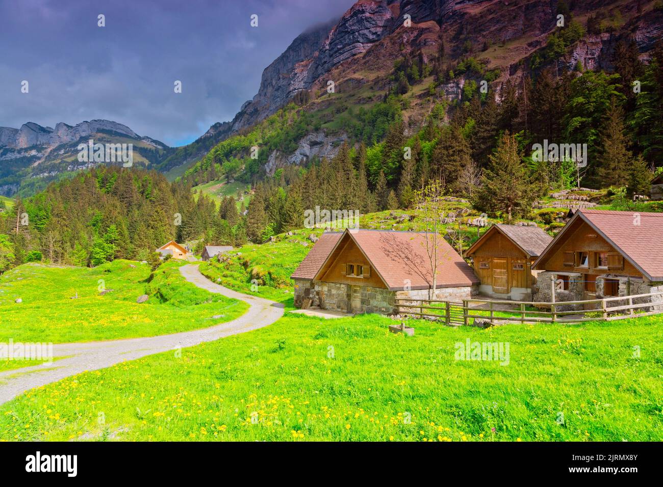 Belle vue à Alpstein, Alpes suisses, Suisse Banque D'Images