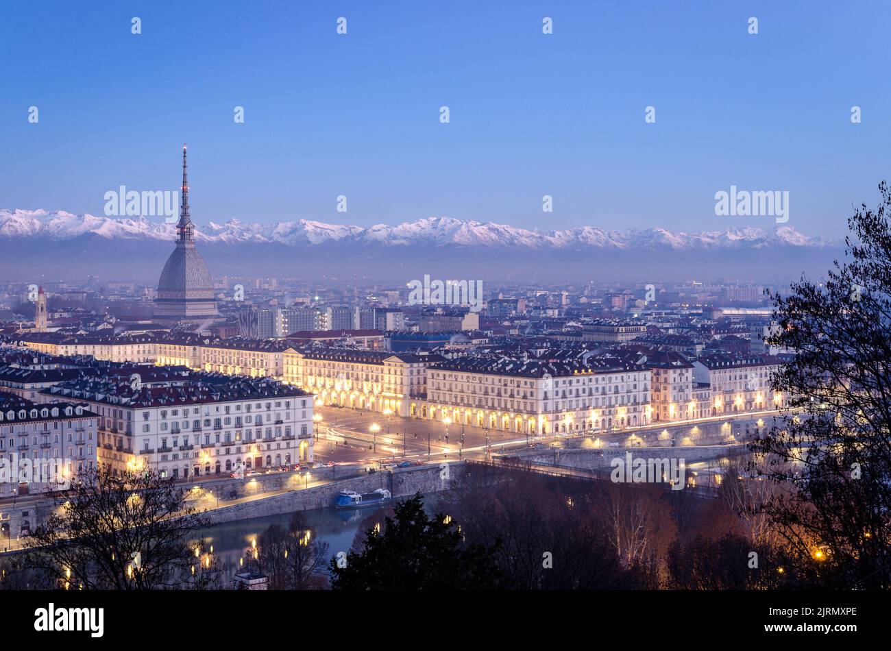 Turin (Turin) paysage urbain avec le Mole Antonelliana Banque D'Images