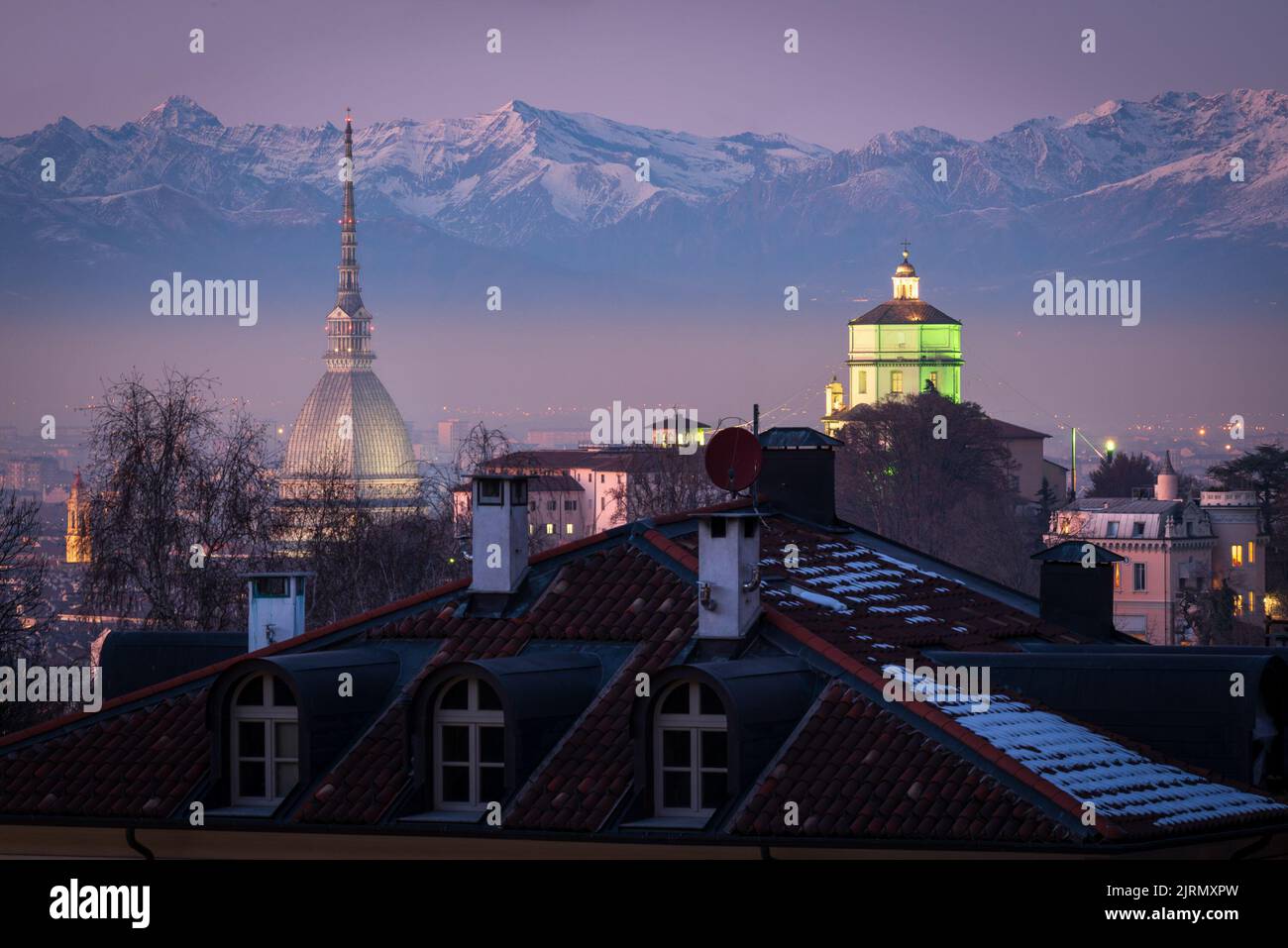 Turin (Turin) paysage urbain avec le Mole Antonelliana Banque D'Images