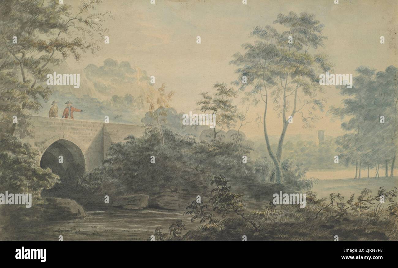 Paysage avec pont, par Michael Rooker. Don de l'Archidiacre F.H.D. Smythe, 1957. Banque D'Images