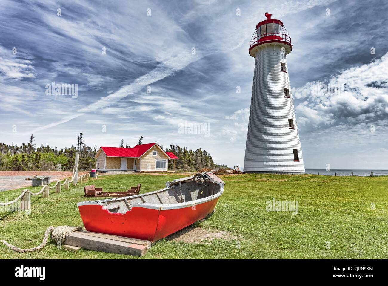 Le phare de Point Prim on Prince Edward Island, Canada Banque D'Images