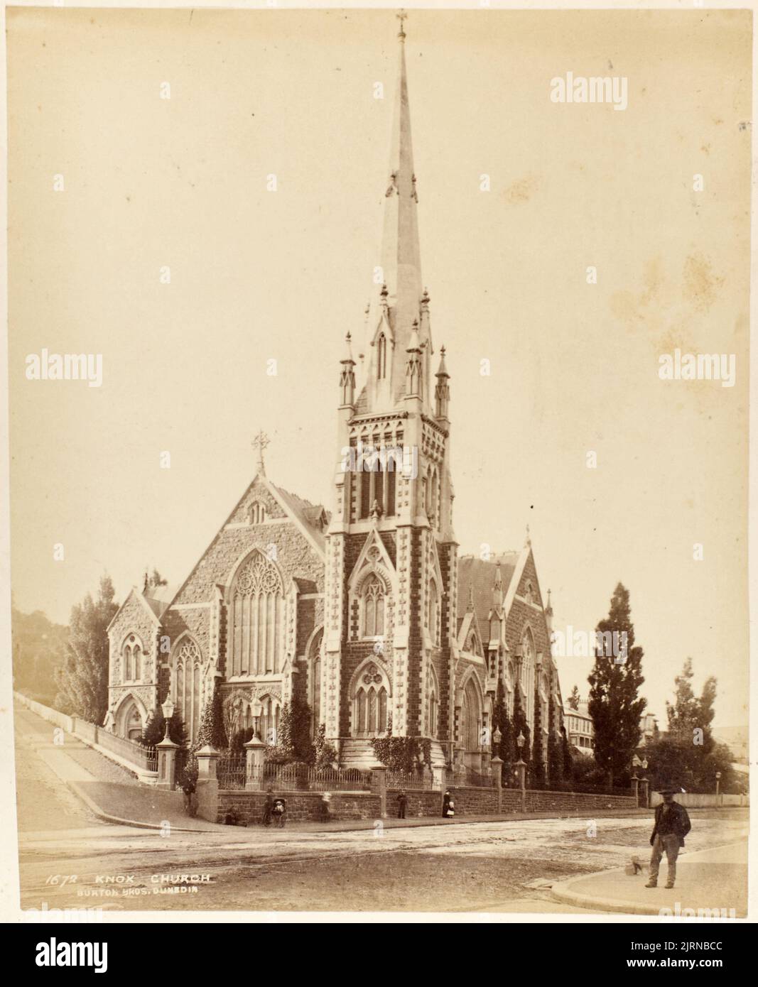 Église KNOX. De l'album: N.Z. Décor, vers 1880, Dunedin, par Burton Brothers. Banque D'Images