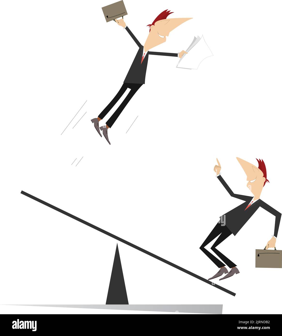 Partenariat. L'homme vole avec l'aide de son partenaire d'affaires Illustration de Vecteur