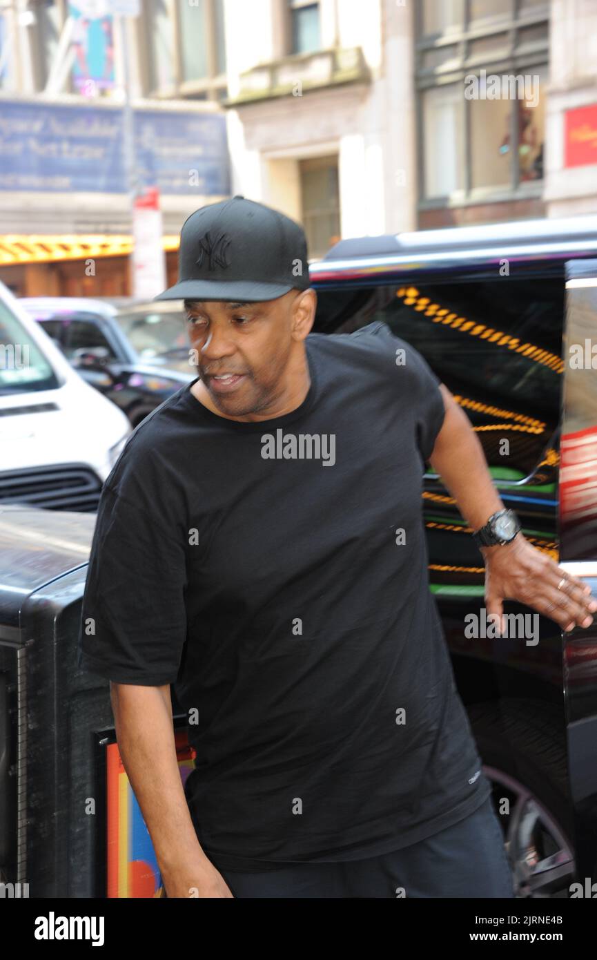 Denzel Washington arrive aux New 42 Studios de New York, photos Nadja Sayej Banque D'Images