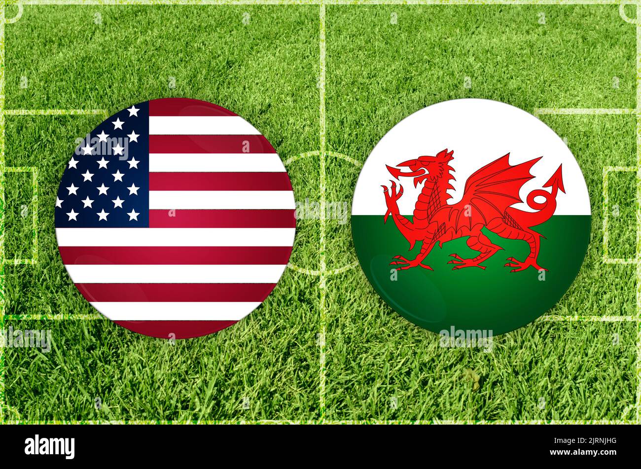 Illustration du match de football USA contre pays de Galles Banque D'Images