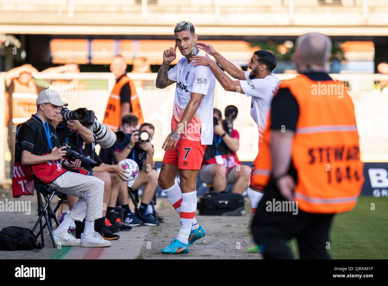 Viborg, Danemark. 25th août 2022. Gianluca Scalacca (7) de West Ham a obtenu des scores pour 0-1 lors du match de qualification de l'UEFA Europa Conference League entre Viborg FF et West Ham à l'Energi Viborg Arena de Viborg. (Crédit photo : Gonzales photo/Alamy Live News Banque D'Images