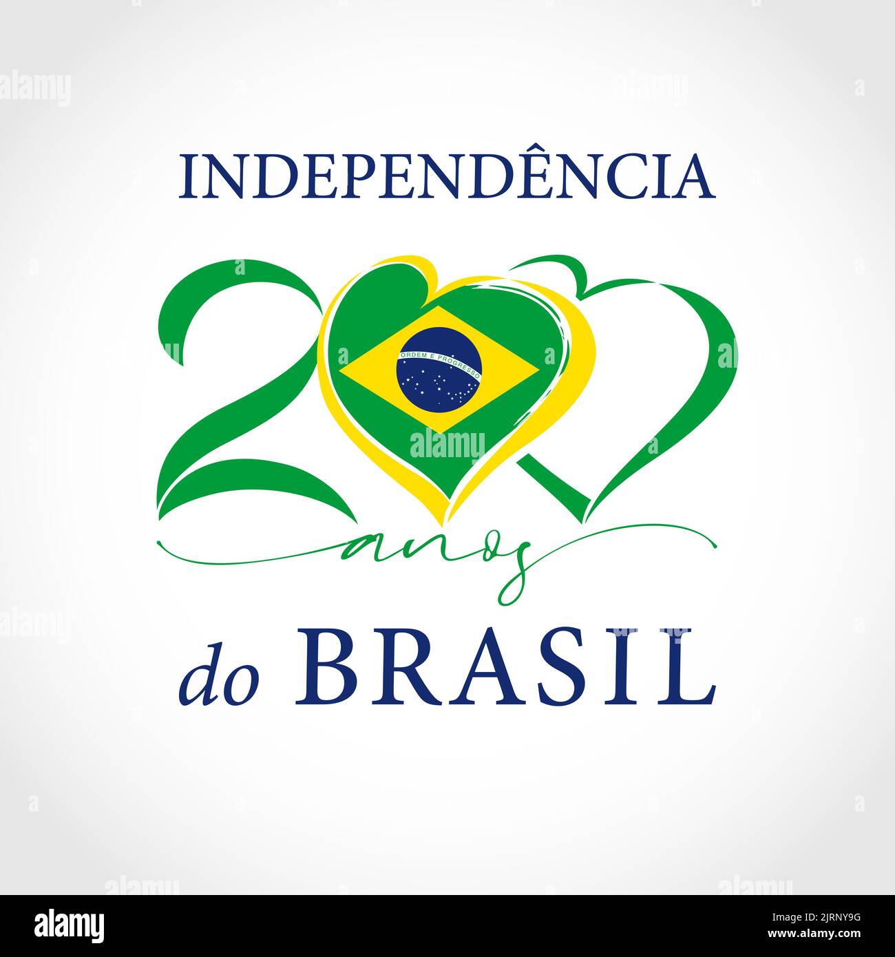 Le concept de logo de félicitations pour la fête de l'indépendance brésilienne. La traduction est le jour de l'indépendance du Brésil, 200 ans. Motif T-shirt. Créatif 200th. Illustration de Vecteur
