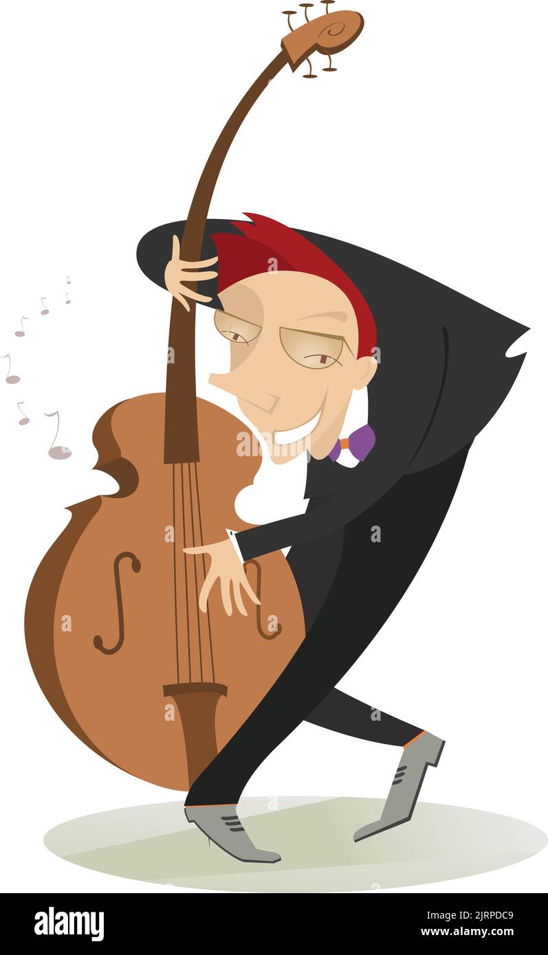 Un violoncelliste souriant joue de la musique Illustration de Vecteur