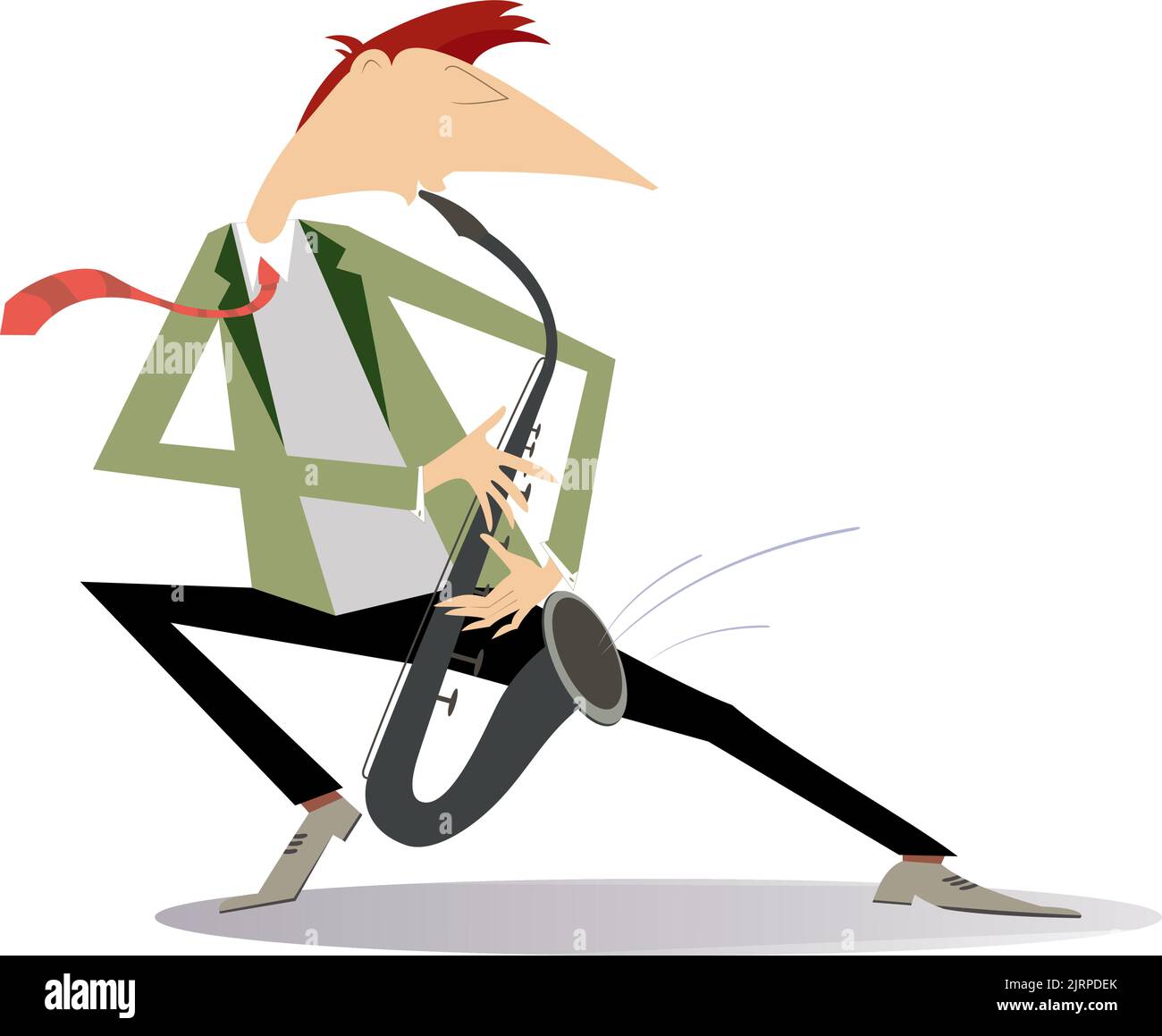 Saxophoniste. Saxophoniste joue de la musique avec inspiration Illustration de Vecteur