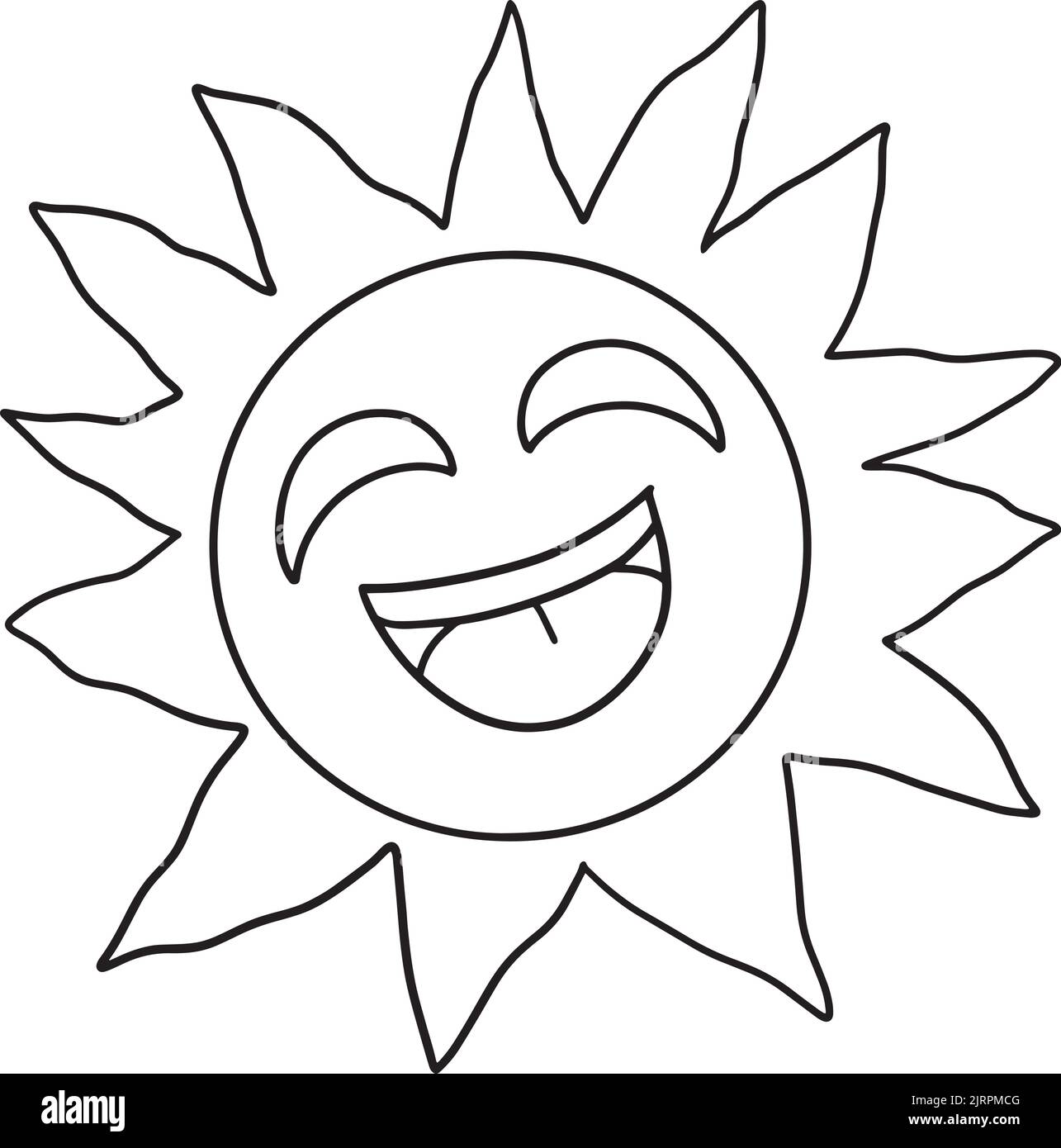 Page de coloriage isolée Happy Sun pour enfants Illustration de Vecteur