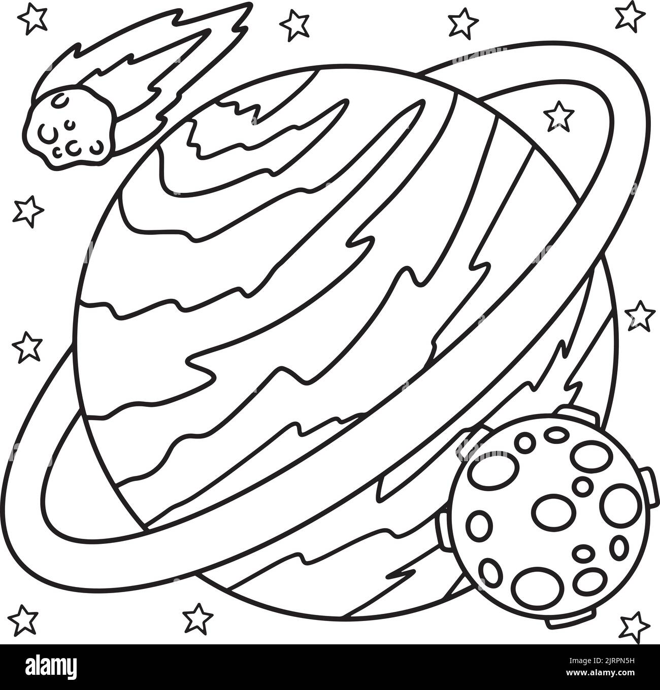 Page de coloriage planète Saturn pour enfants Illustration de Vecteur