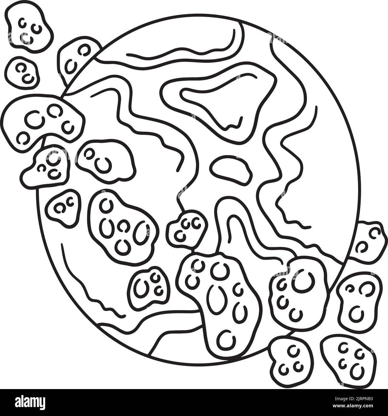 Page de coloration isolée à l'astéroïde pour enfants Illustration de Vecteur