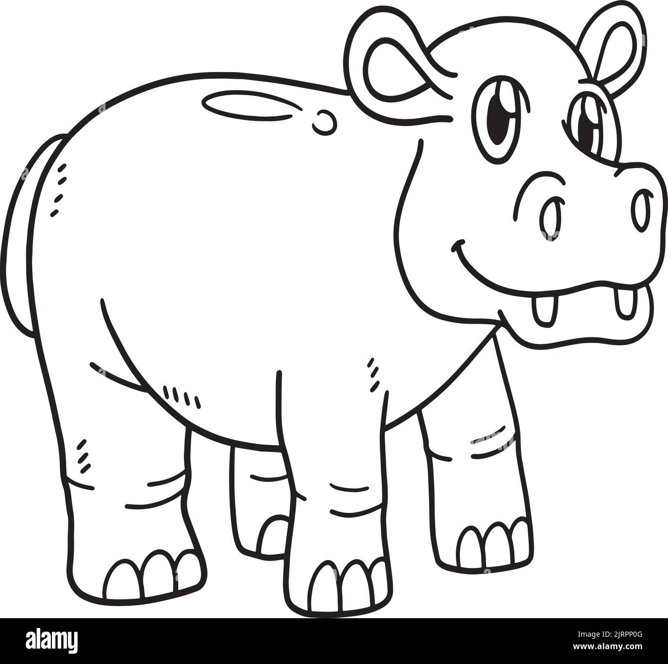 Page de coloriage isolée animale hippopotame Illustration de Vecteur