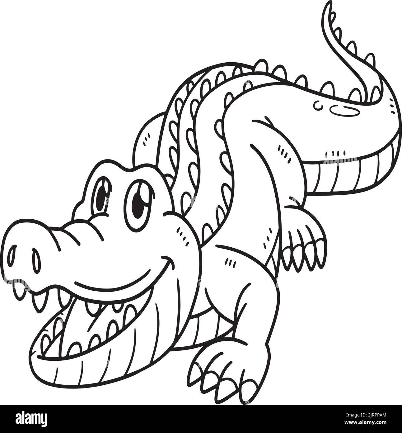 Page de coloriage isolée à motif animal crocodile pour enfants Illustration de Vecteur