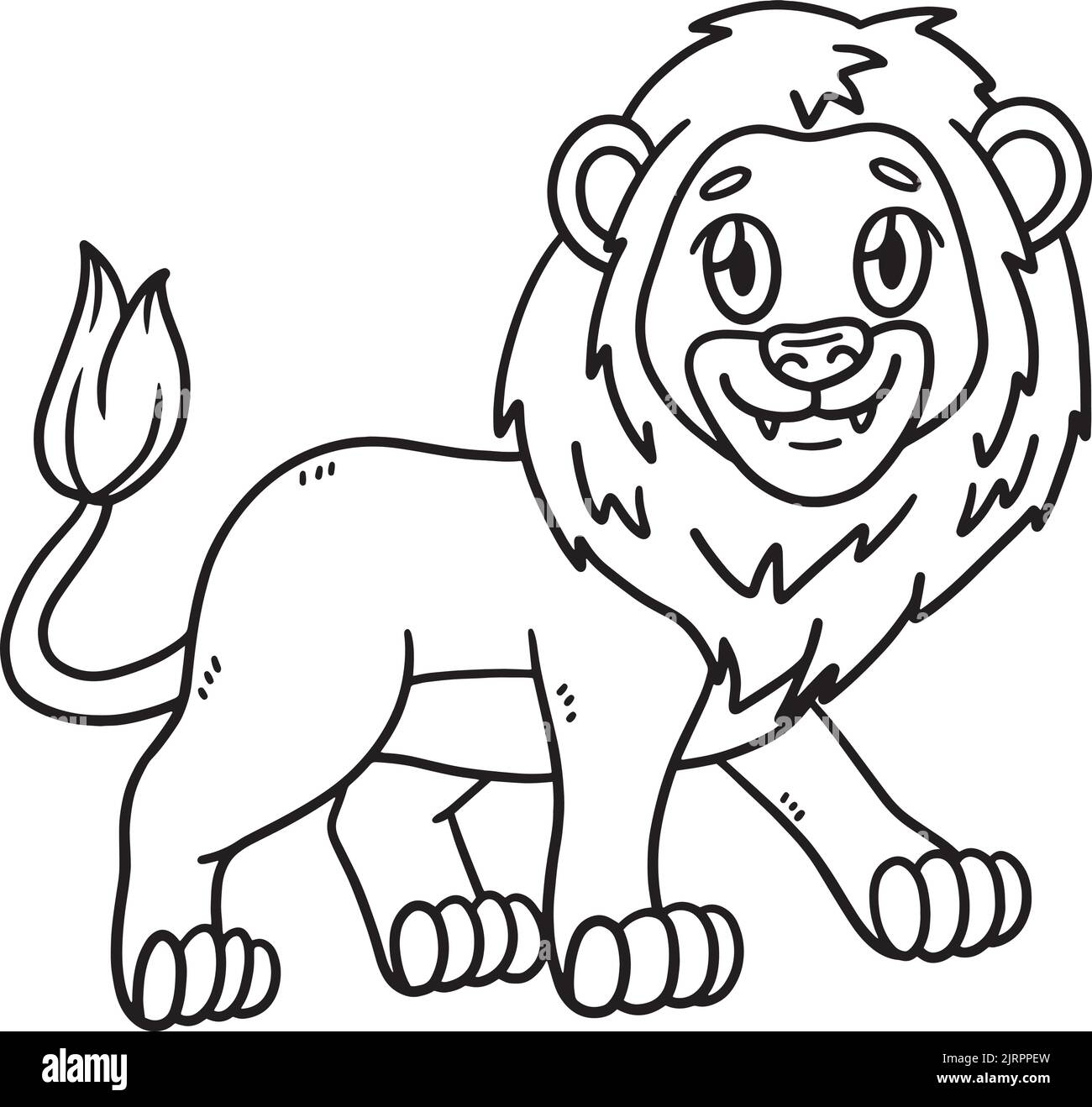 Page de coloriage isolée pour animaux de Lion pour enfants Illustration de Vecteur