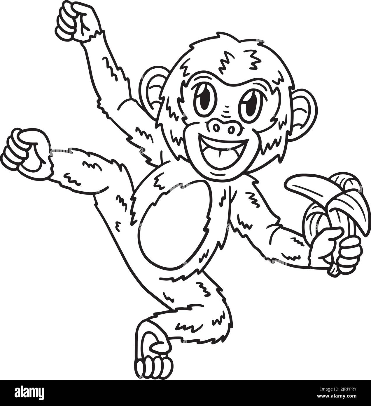 Page de coloriage isolée pour animaux de singe pour enfants Illustration de Vecteur