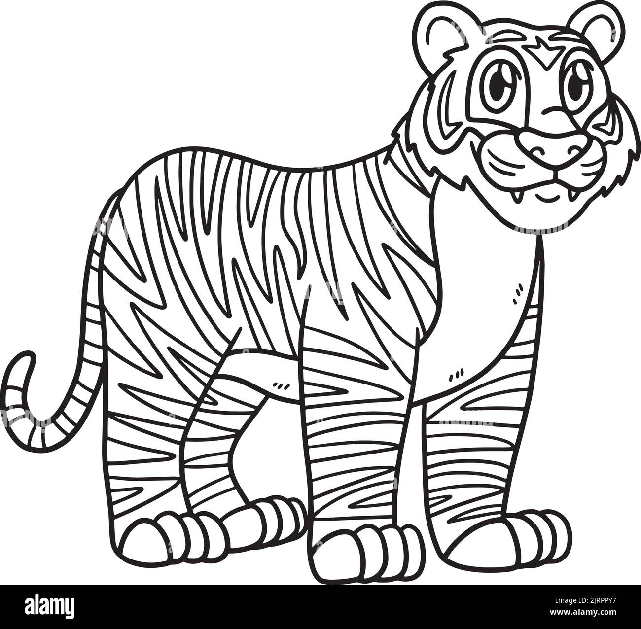Page de coloriage isolée pour animaux de tigre pour enfants Illustration de Vecteur