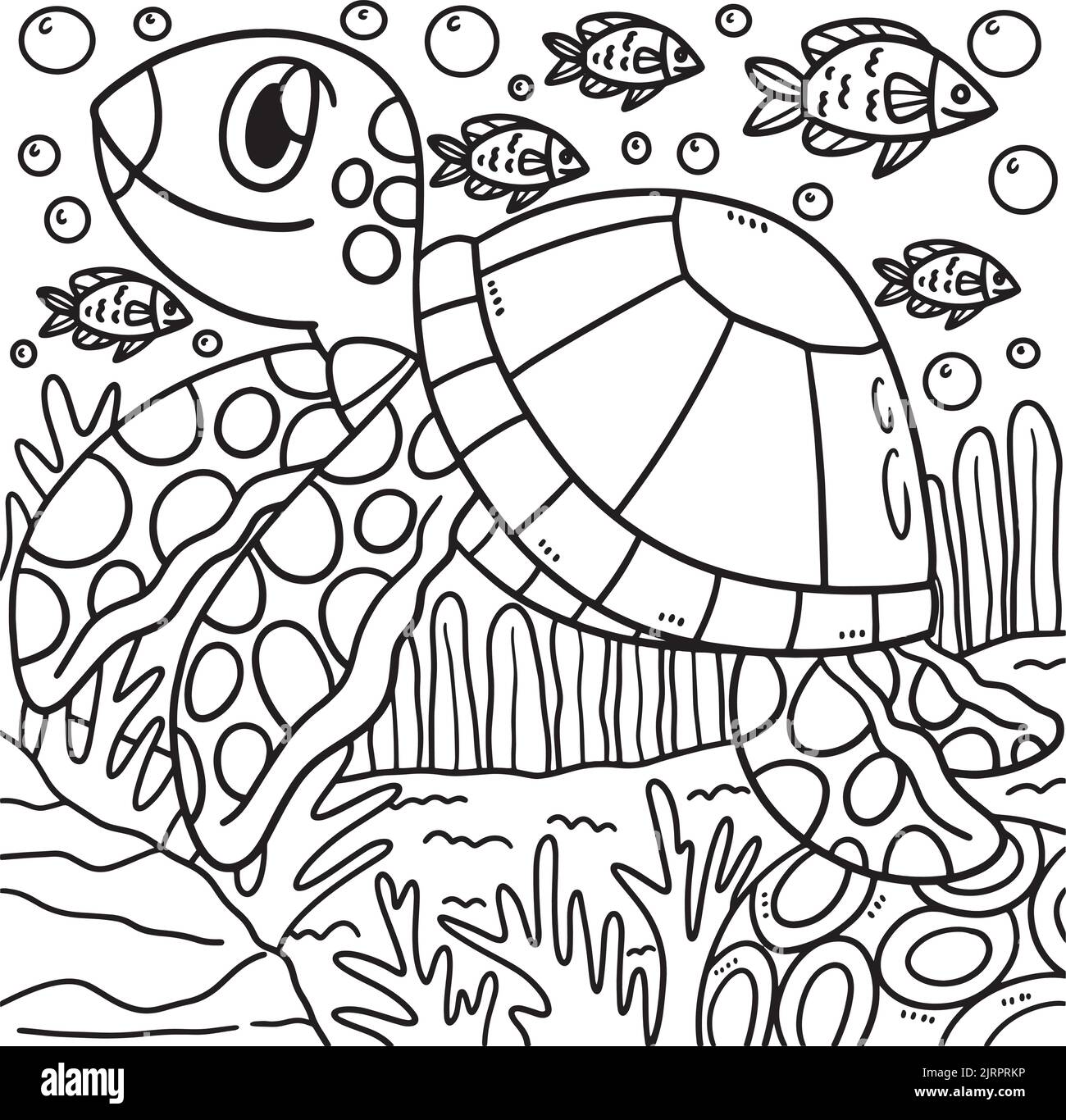 Page de coloriage animal tortue pour enfants Illustration de Vecteur