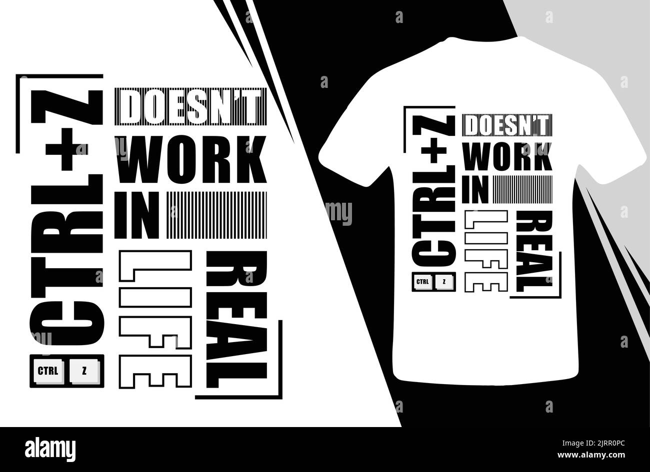 Un design créatif de 'Ctrl Z ne fonctionne pas dans la vie réelle' sur un fond blanc pour les T-shirts Illustration de Vecteur