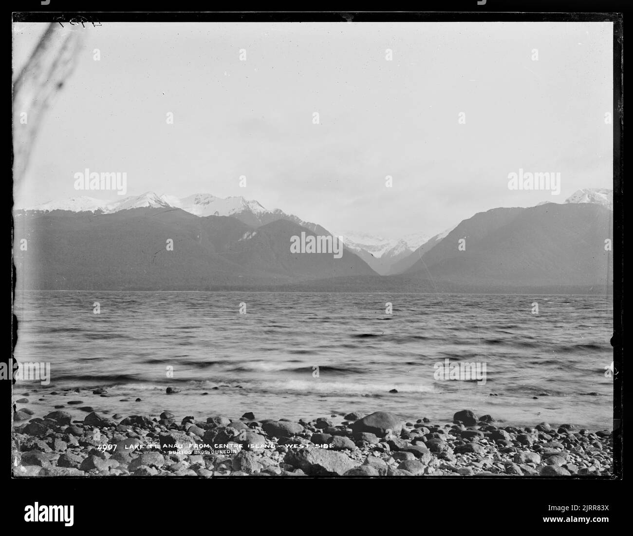 Middle Fiord, Lac te Anau, 1889, Dunedin, par Burton Brothers, Alfred Burton. Banque D'Images