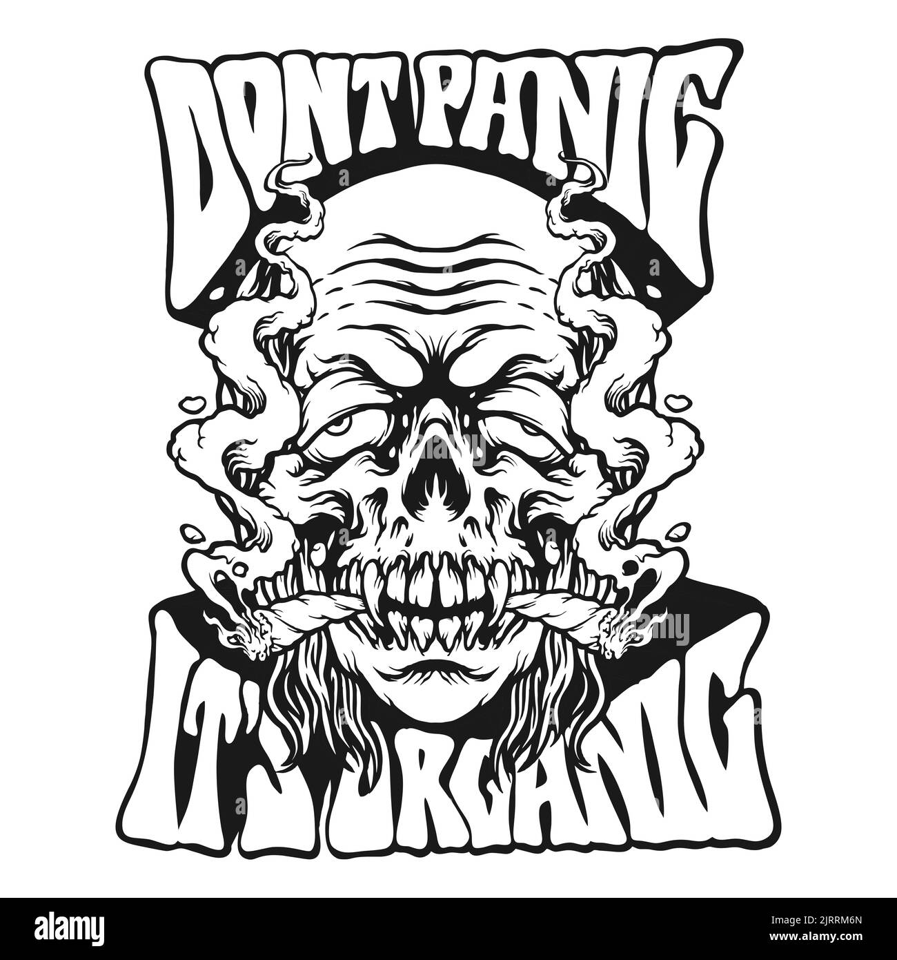 Vieux crâne zombie fumer cannabis silhouette illustrations vectorielles pour votre travail logo, mascotte marchandise t-shirt, autocollants et étiquettes dessins, affiche, Banque D'Images