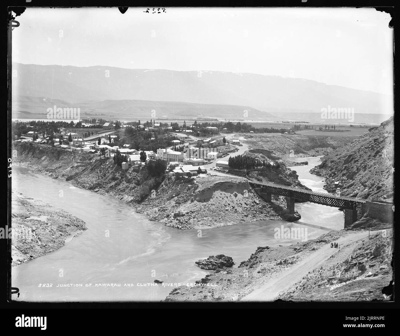 Jonction des rivières Kawarau et Clutha, Cromwell, 1876-1886, Clutha-Central Otago, par William Hart, HART, Campbell & Co Banque D'Images