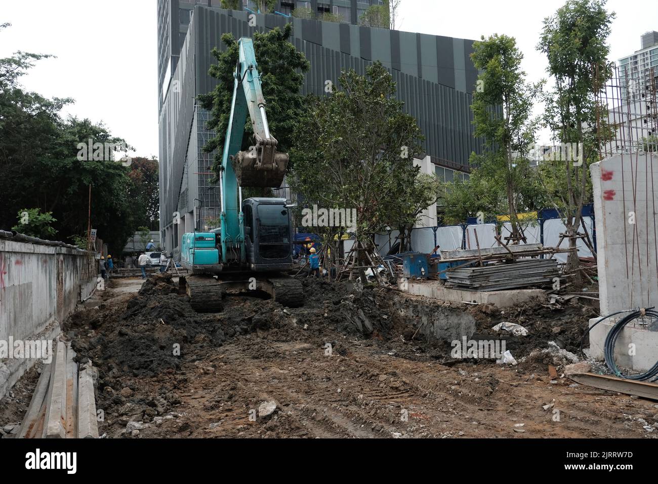 Site de construction de pays en développement Bang Kapi, Huai Khwang, Bangkok Thaïlande Banque D'Images