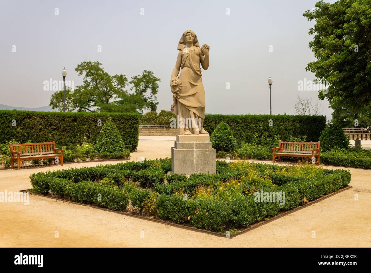 Une belle photo d'une fontaine dans le parc de Montjuic à Barcelone, Espagne Banque D'Images