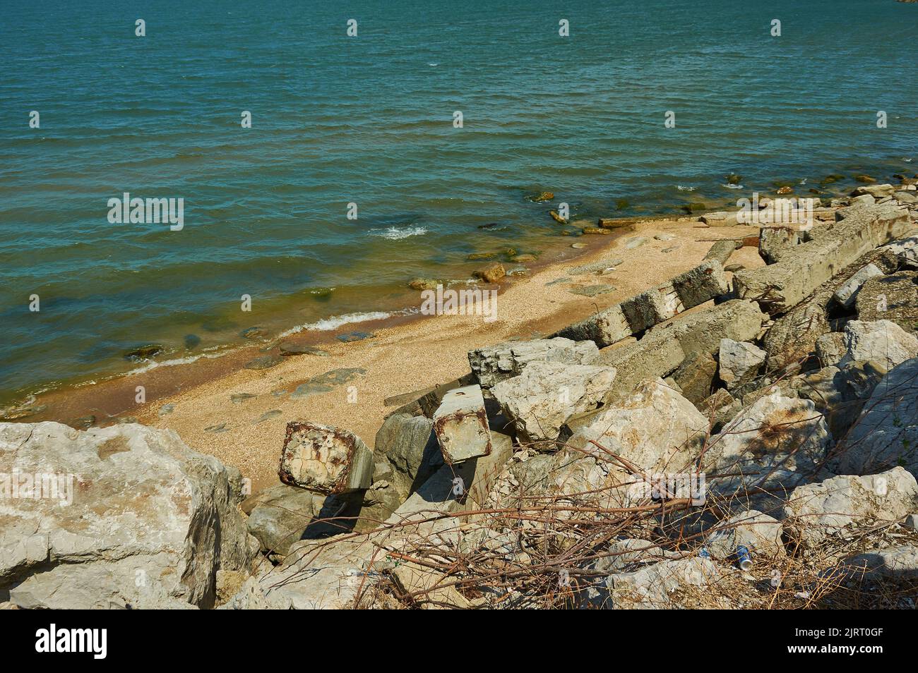 Front de mer Kaspiysk, ville de la République du Dagestan, Russie, située sur la mer Caspienne Banque D'Images