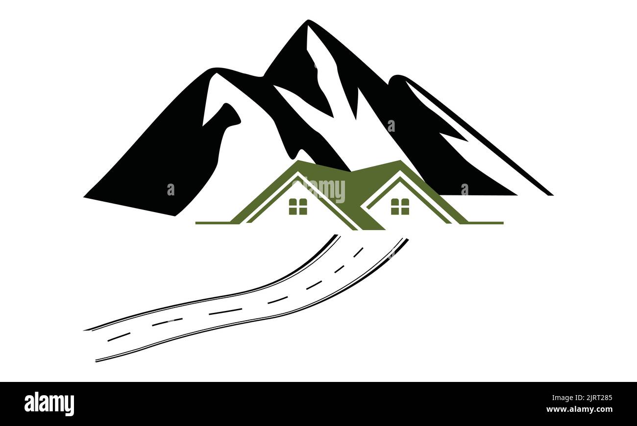 Paysage rural paysage panorama de campagne pâturages. Petite maison verte au sous-sol de petites collines. Illustration d'esquisse vectorielle Illustration de Vecteur