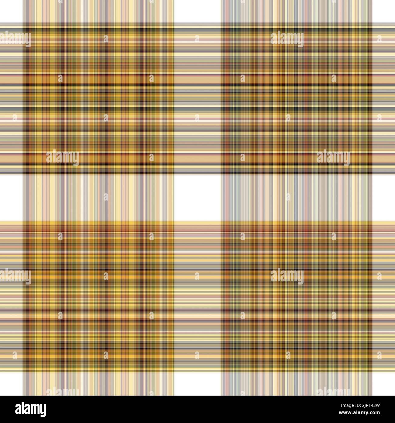 Tissu écossais blanc forêt à motif sans couture. Motif écossais de forêt automnale ton sur ton avec texture organique. Arrière-plan de bande orange pour papier peint rugueux. Banque D'Images