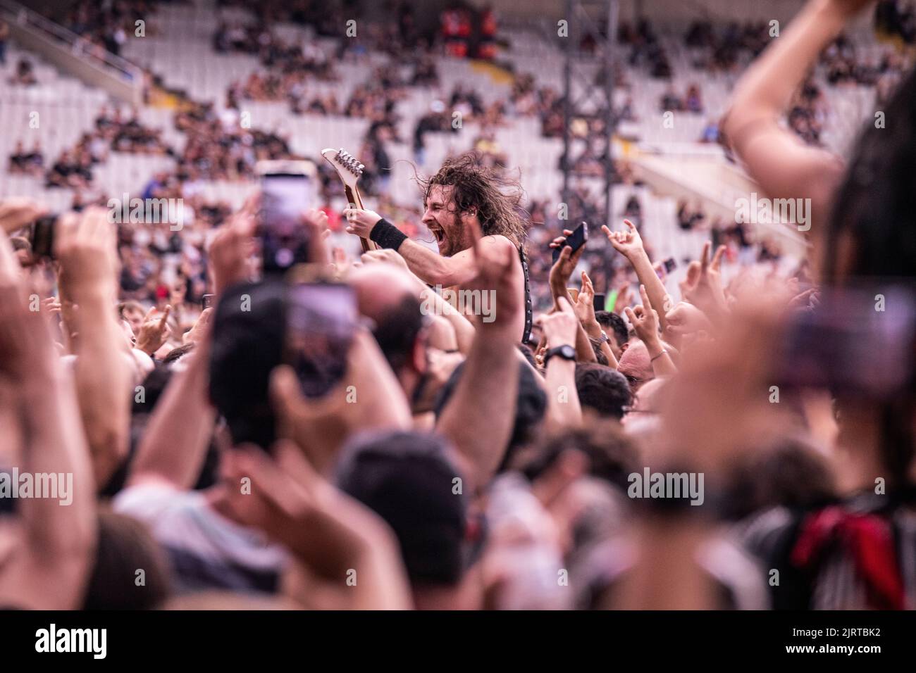 Barcelone, Espagne. 2022.07.29. Le groupe Airbourne se présente sur scène à Estadi Olimpic sur 29 juillet 2022 à Barcelone, Espagne. Banque D'Images