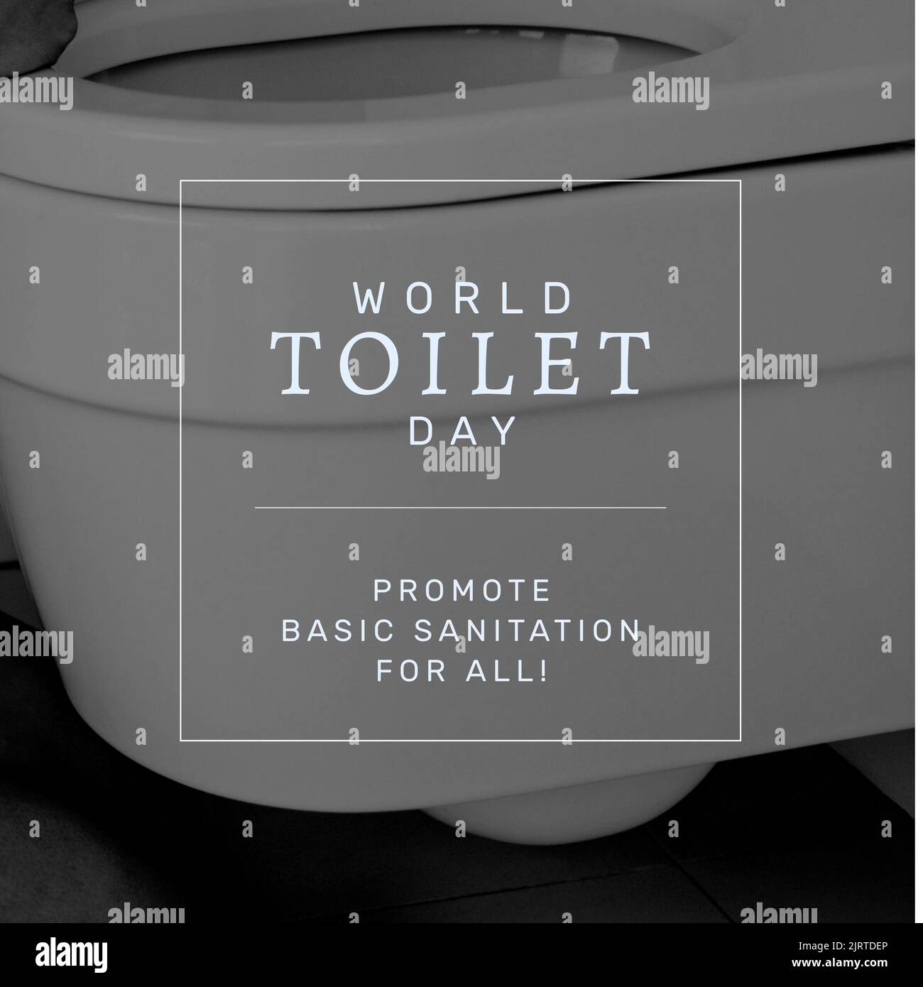 Image composite numérique de la journée mondiale des toilettes promouvoir l'assainissement de base pour tous les textes sur la commode Banque D'Images Image composite numérique de la journée mondiale des toilettes promouvoir l'assainissement de base pour tous les textes sur la commode Banque D'Images