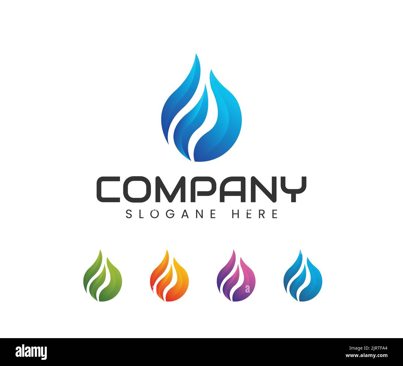 Modèle de conception du logo Water Drop Fire. Modèle de vecteur de conception du logo pétrole et gaz Illustration de Vecteur