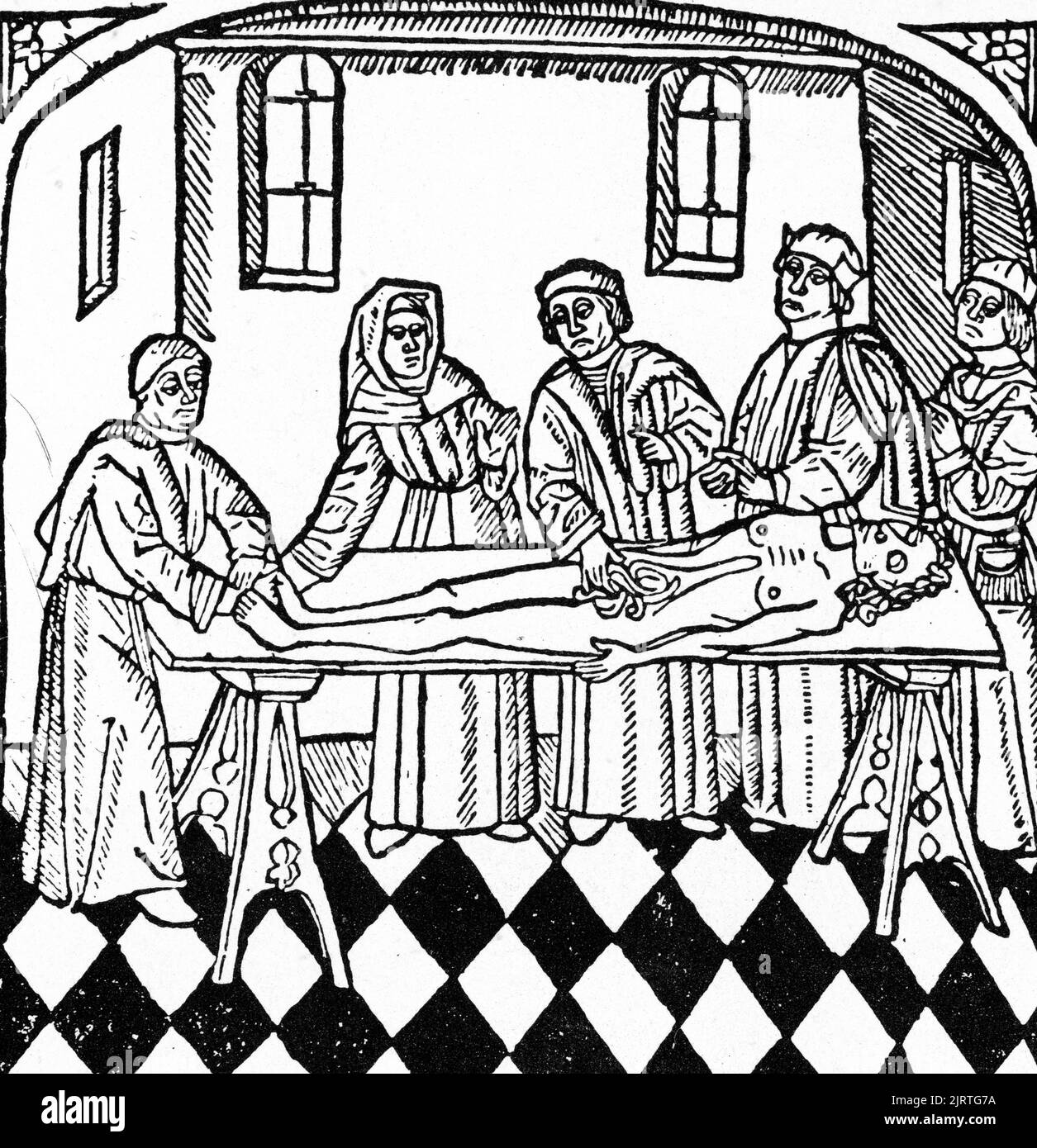 Dissection de 'de propriegatibus rerum', par Bartholomaeus Anglicus (c1203-1272), 1496. Traduction anglaise par John Trevisa (fl1342-1402) de 'de proprietatibus rerum', par Bartholomaeus Anglicus (c1203-1272), 1496. Édition Westminster imprimée par Wynkyn de Worde (mort en c1534), successeur de William Caxton. Banque D'Images