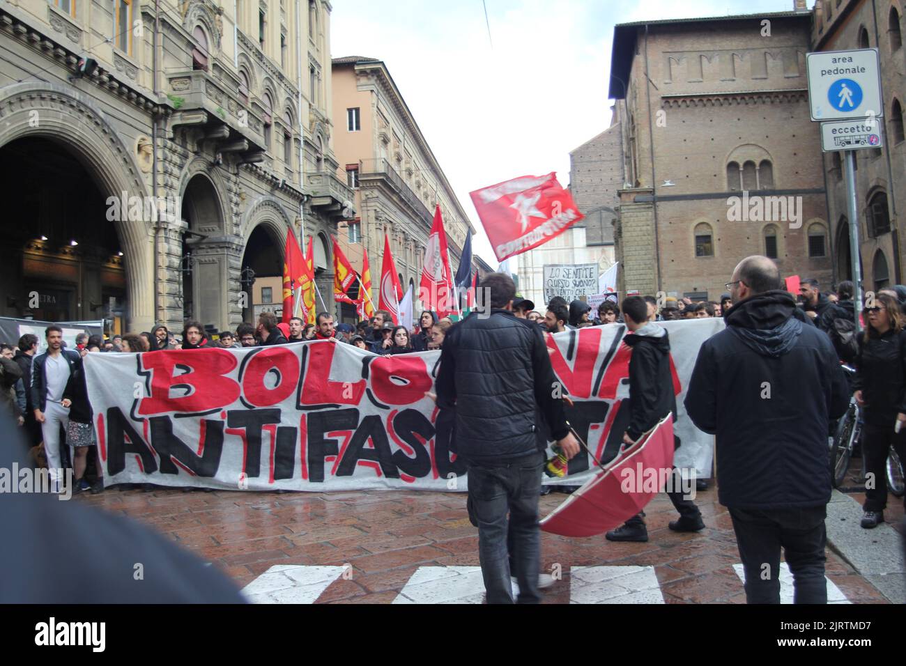 2019 Bologna Antifasciste de protestation. Banque D'Images