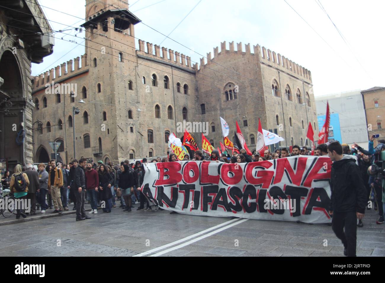 2019 Bologna Antifasciste de protestation. Banque D'Images