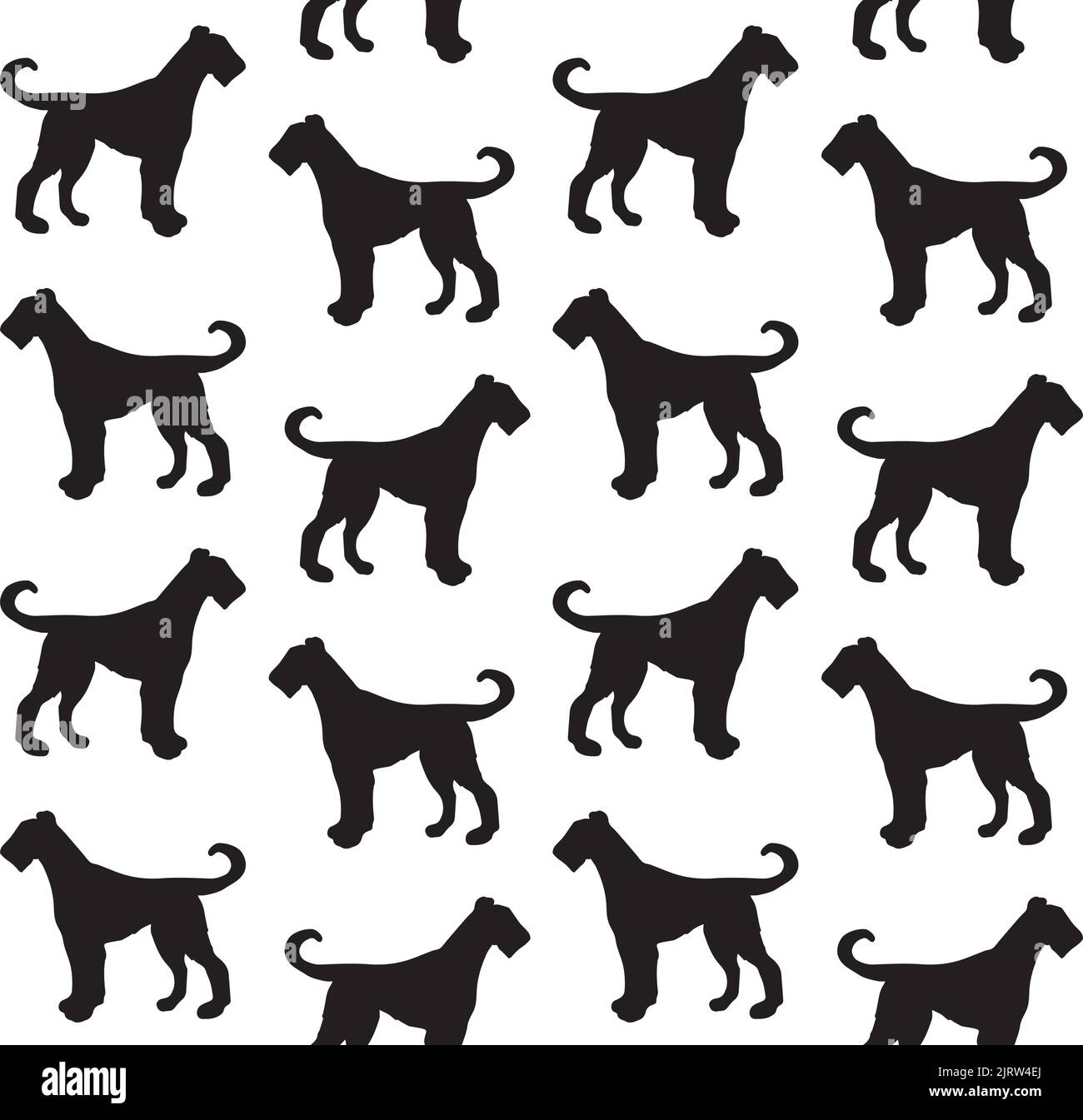 Motif vectoriel sans couture de la silhouette de chien terrier gallois dessiné à la main, isolé sur fond blanc Illustration de Vecteur