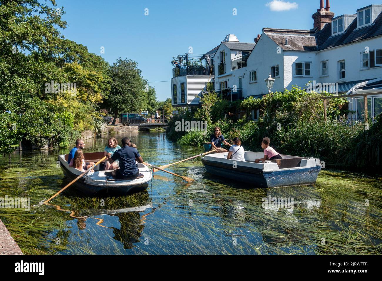 Visite de la rivière, bateau d'aviron, rivière Stour, Canterbury, Kent, Angleterre Banque D'Images