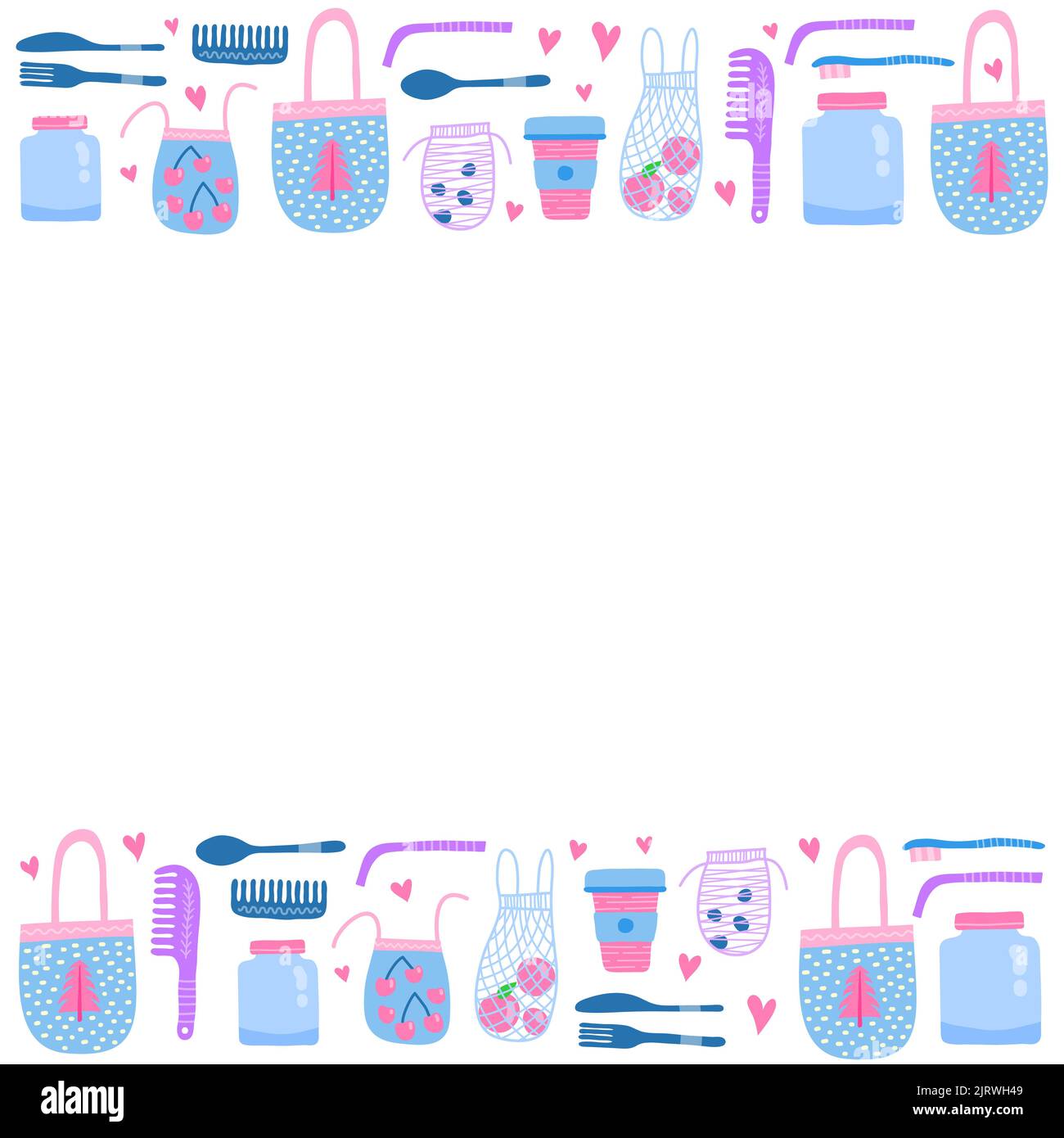 Affiche avec des icônes colorées sans gaspillage et espace pour le texte. Illustration de Vecteur