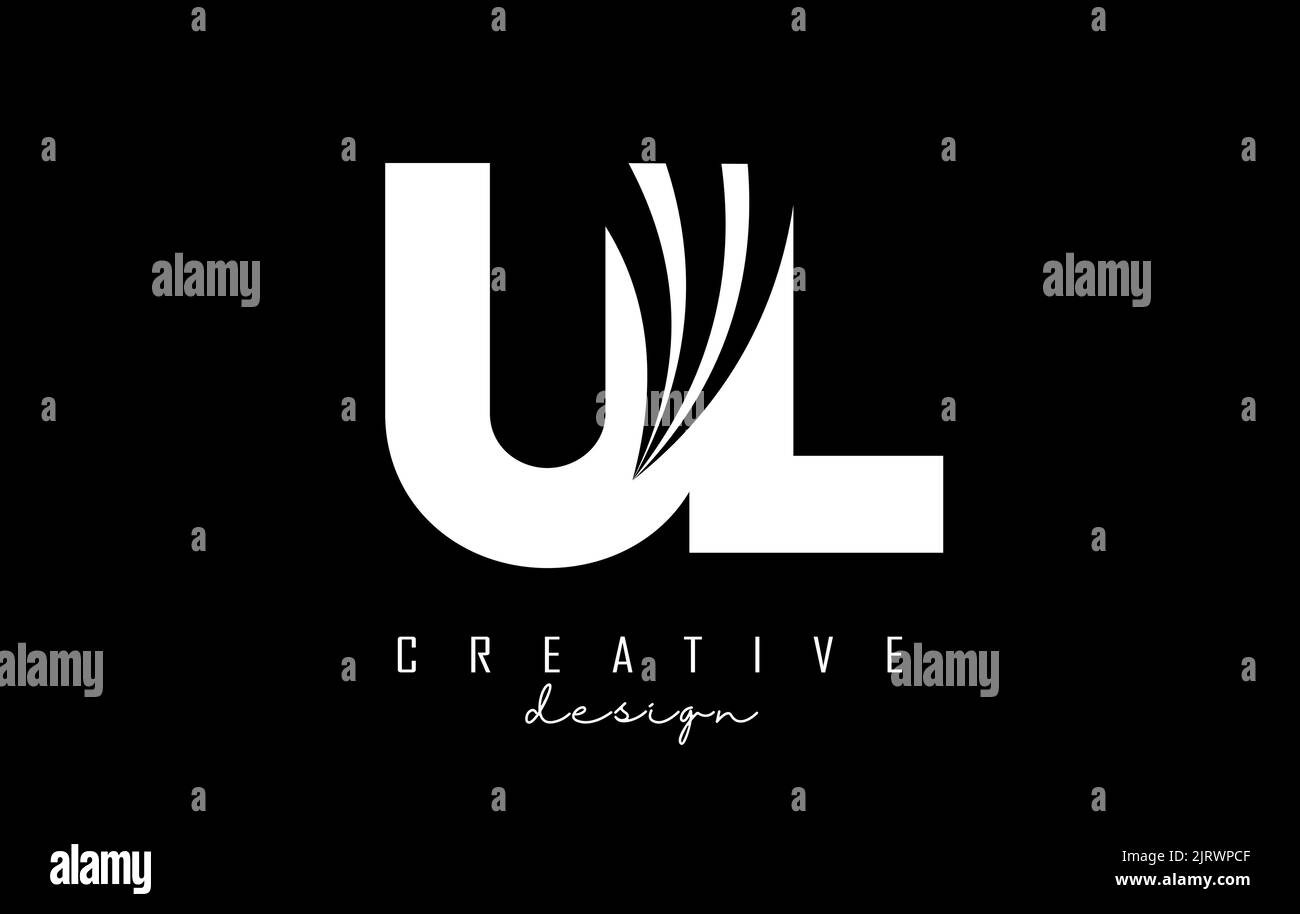 Lettre blanche créative logo UL u l avec lignes de pointe et design de concept de route. Lettres à motif géométrique. Illustration vectorielle avec lettre et créat Illustration de Vecteur