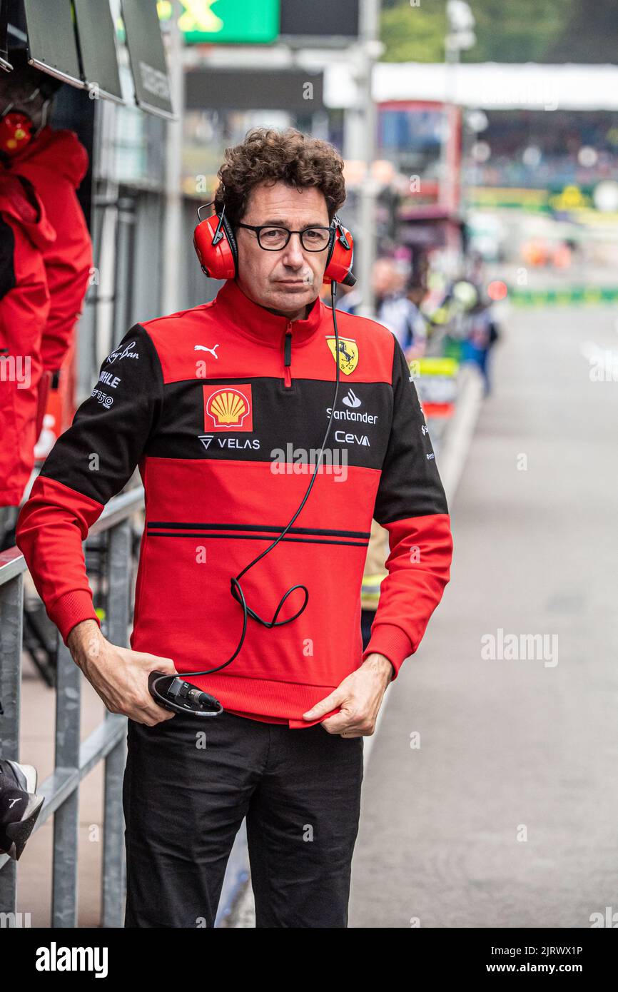 Spa, Belgique. 26th août 2022. Le directeur de l'équipe de Scuderia Ferrari, Mattia Binotto, photographié lors d'une séance d'entraînement au Grand Prix F1 de Belgique, à Spa-Francorchamps, le vendredi 26 août 2022. Le Grand Prix de Formule 1 Spa-Francorchamps a lieu ce week-end, de 26 août à 28 août. BELGA PHOTO JONAS ROOSENS crédit: Belga News Agency/Alay Live News Banque D'Images