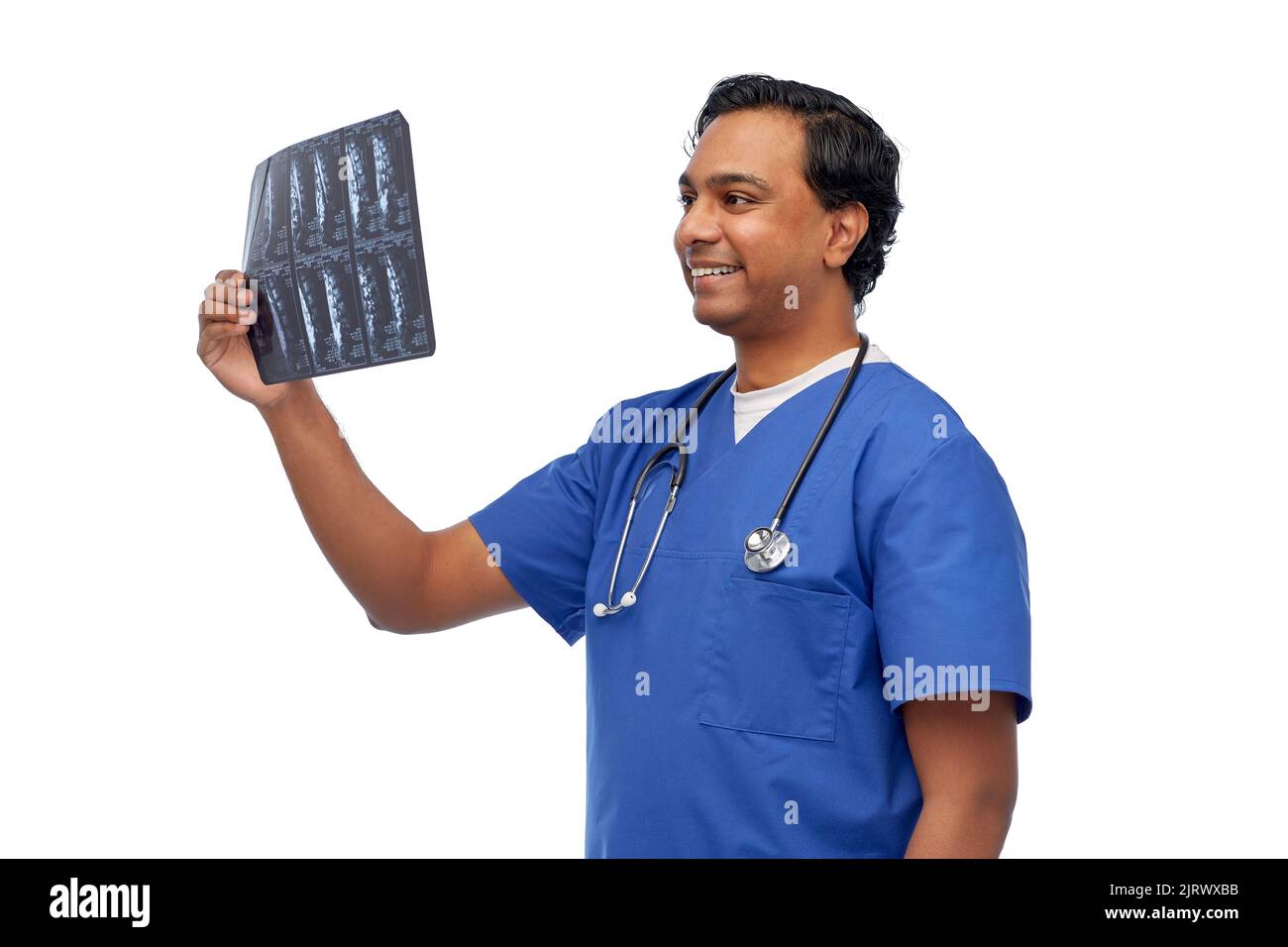 joyeux médecin indien ou infirmière de sexe masculin avec une radiographie Banque D'Images