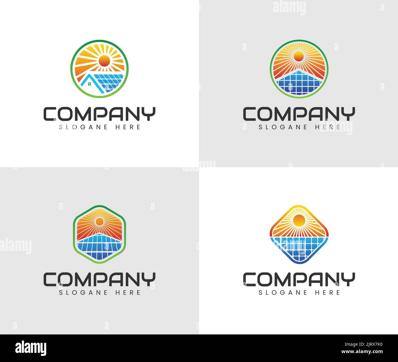 Ensemble de logos d'énergie solaire de collection. Ensemble de logos Solar Energy vector, logo Sun POWER Illustration de Vecteur