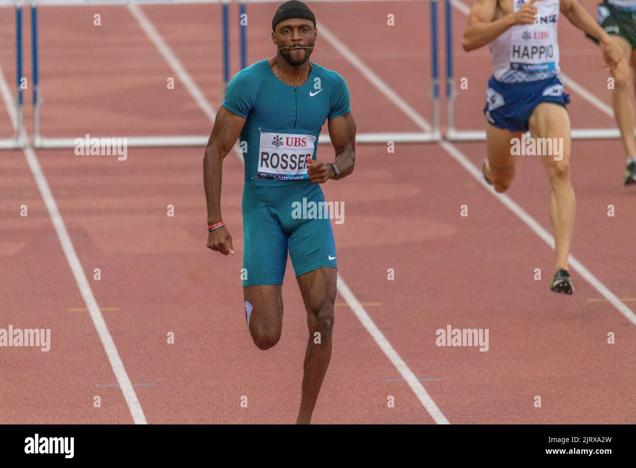 Lausanne, Suisse. 08th juin 2022. Khal lifah (Etats-Unis) remporte le. 400m haies hommes pendant le Grand-Prix Athletissima Wanda Diamond League à Lausanne 2022. Le Grand-Prix Athletissima Wanda Diamond League à Lausanne 2022, a eu lieu à Lausanne, la capitale olympique. (Photo par: Eric Dubost/Sipa USA) crédit: SIPA USA/Alay Live News Banque D'Images