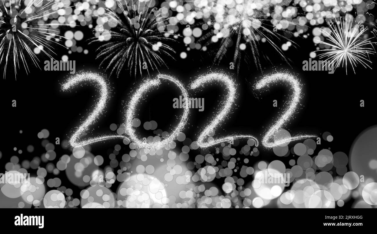 2022 feux d'artifice de la nouvelle année, fêtes joyeuses et concept de la nouvelle année Banque D'Images
